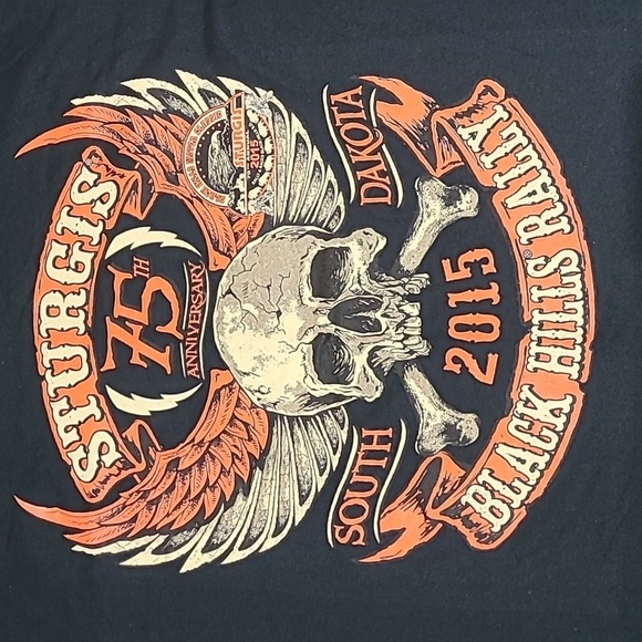 STURGIS 75TH SOUTH DAKOTA BLACK HILLS RALLY 2015 TEE-SHIRT - Picture 2 of 10